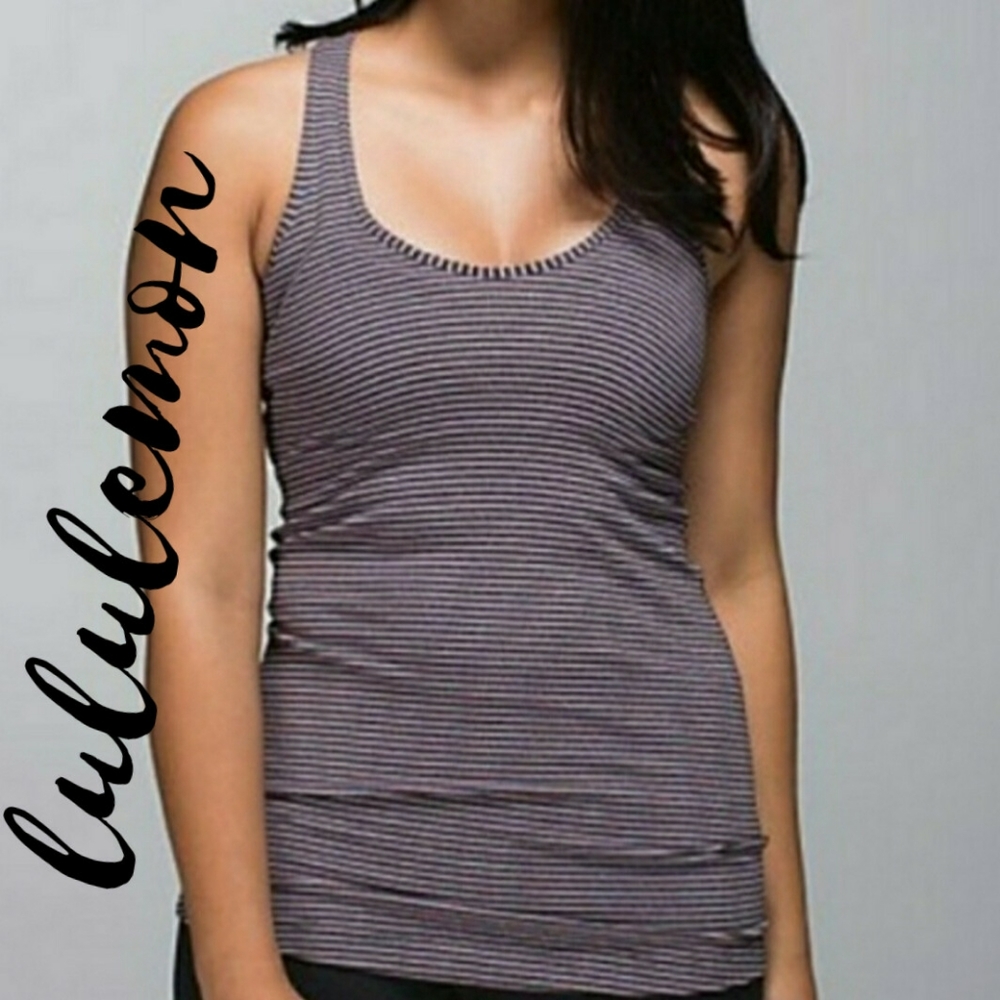lululemon purple and gray Stripep tank top. Size 2